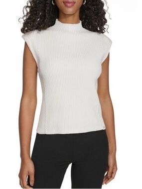 Calvin Klein Women's Mock-Neck
Sleeveless Rib-Knit Sweater L